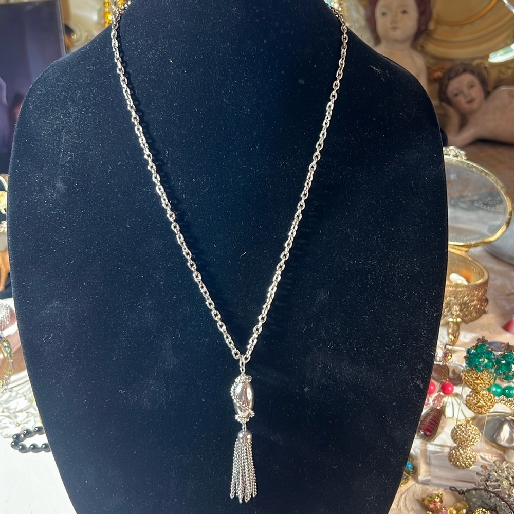 Silver Tone Tassle Necklace